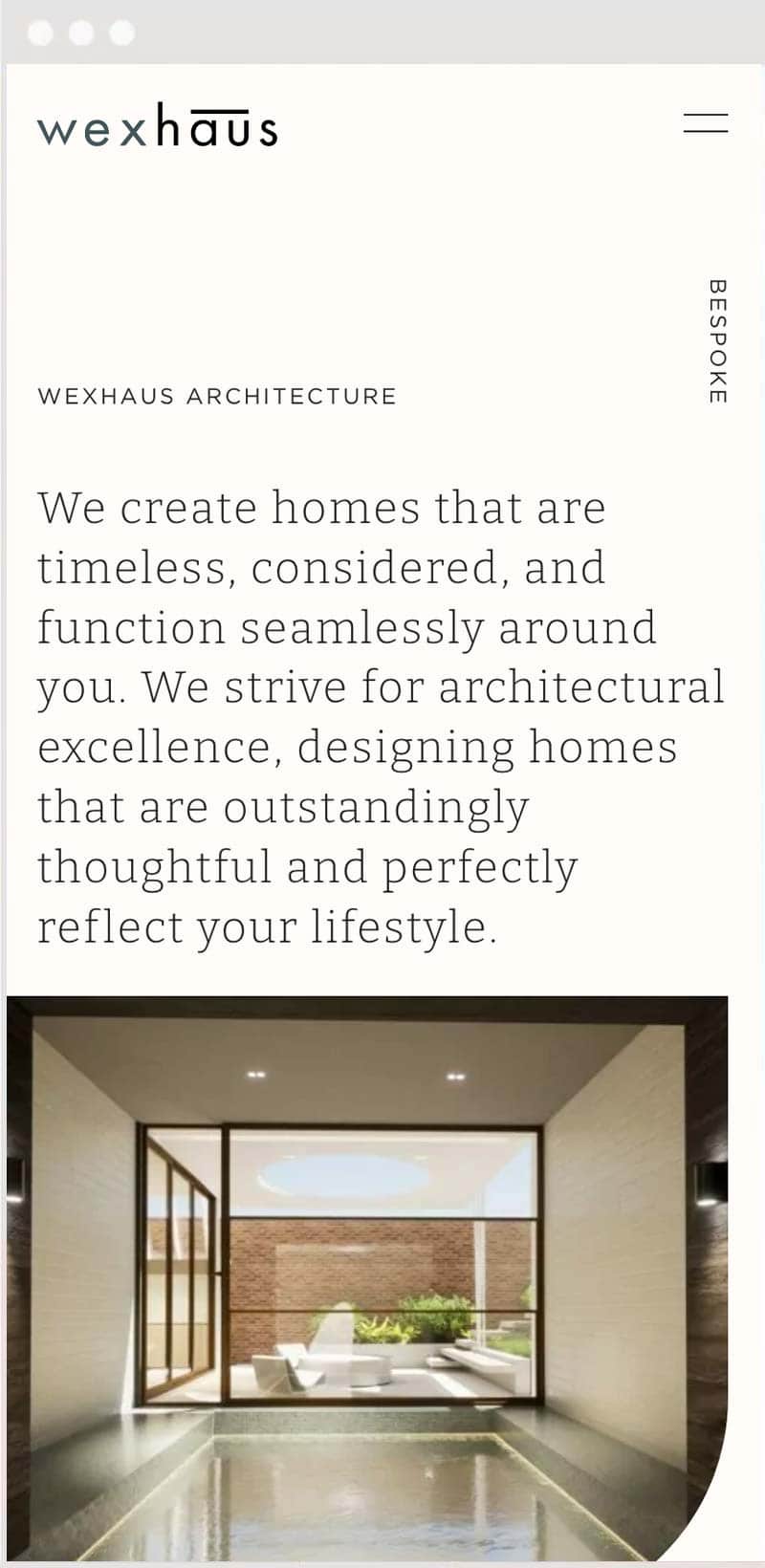 Wexhaus Architecture Homepage Mobile